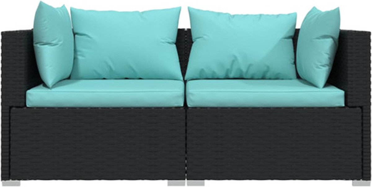 Vidaxl 3-delige Loungeset Met Kussens Poly Rattan - Zwart