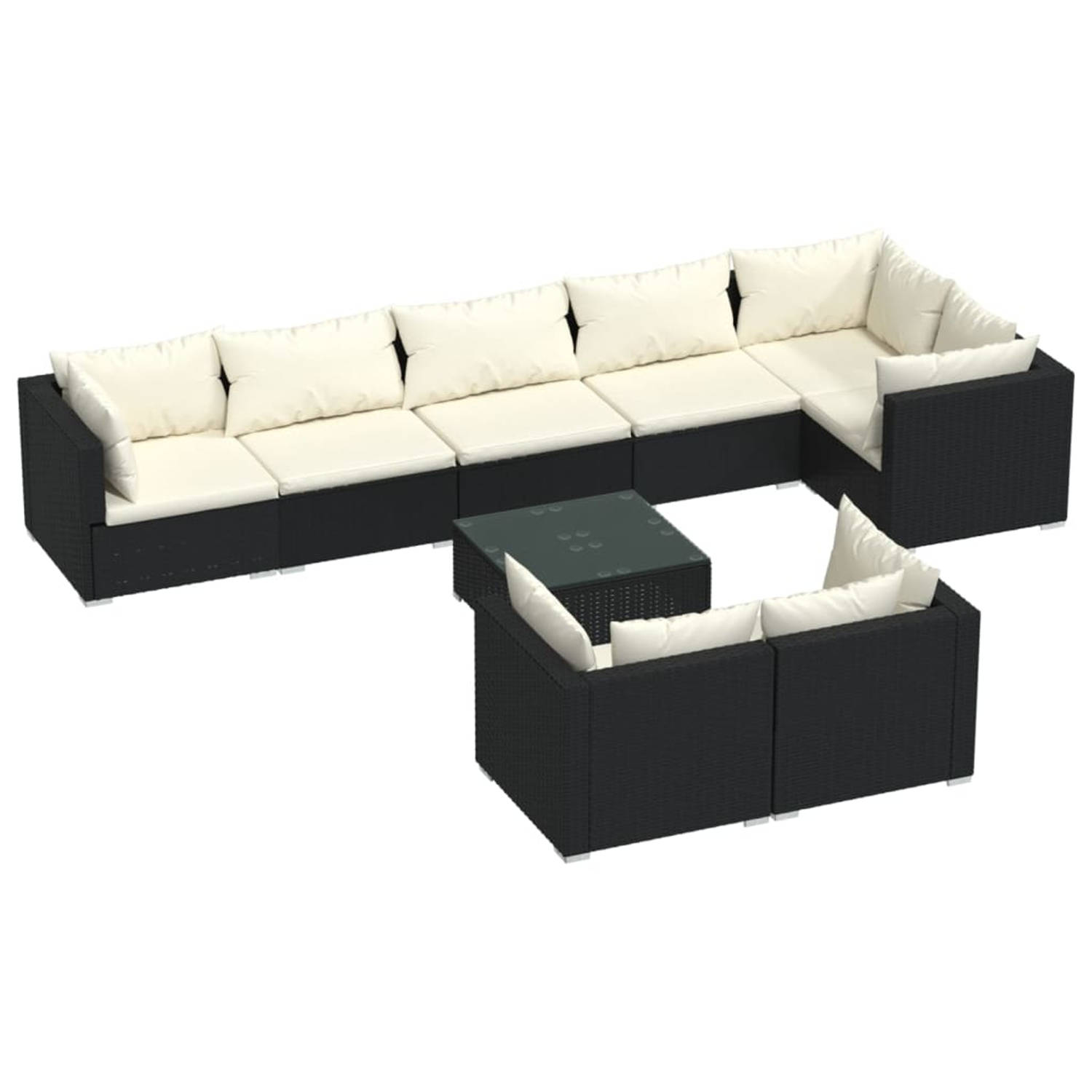 Vidaxl 9-delige Loungeset Met Kussens Poly Rattan - Zwart