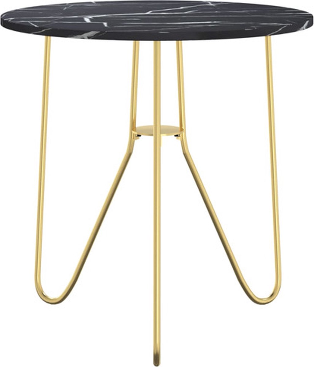 Vidaxl Salontafel 48 Cm Mdf En Ijzerkleurig En Zwartmarmer - Goud