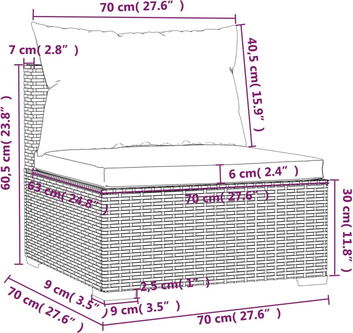 Vidaxl 12-delige Loungeset Met Kussens Poly Rattan - Bruin