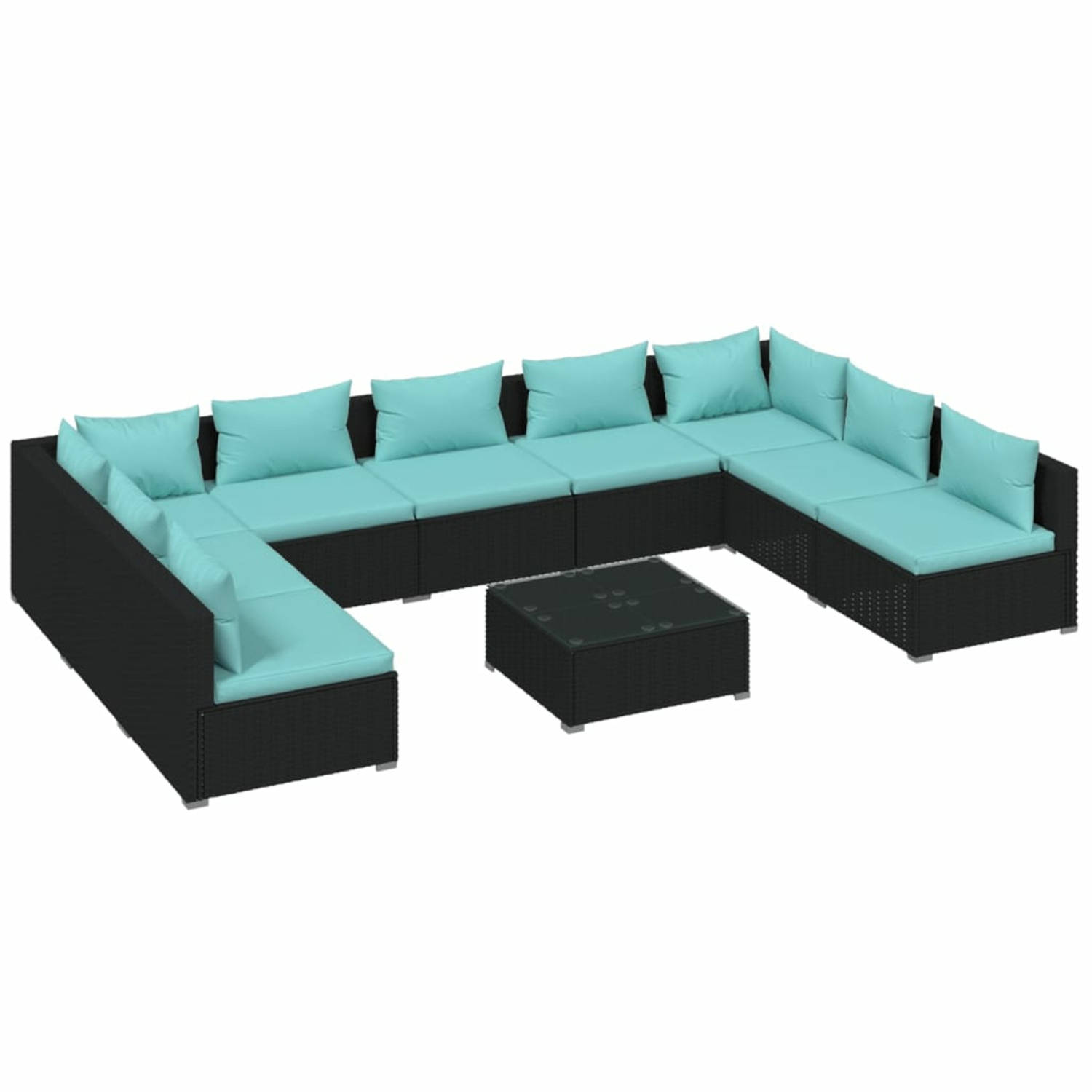 Vidaxl 10-delige Loungeset Met Kussens Poly Rattan - Zwart