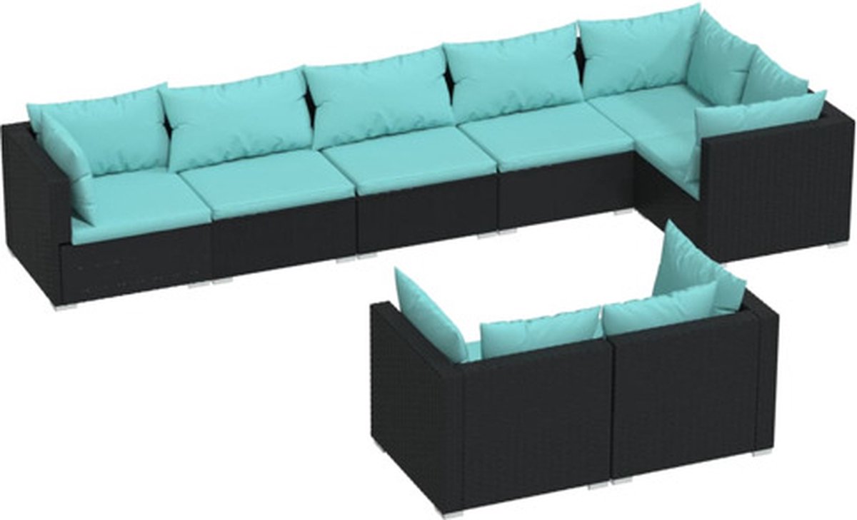 Vidaxl 8-delige Loungeset Met Kussens Poly Rattan - Zwart