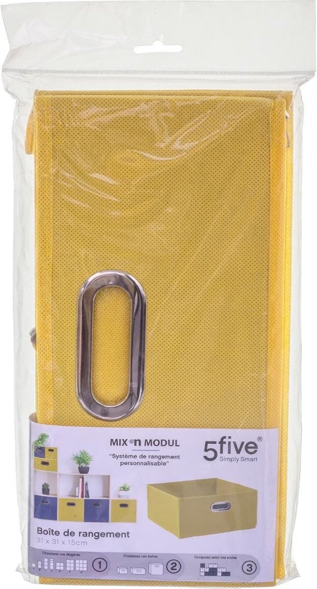 Set Van 3x Stuks Opbergmand/kastmand 14 Liter Linnen 31 X 31 X 15 Cm - Opbergmanden - Geel