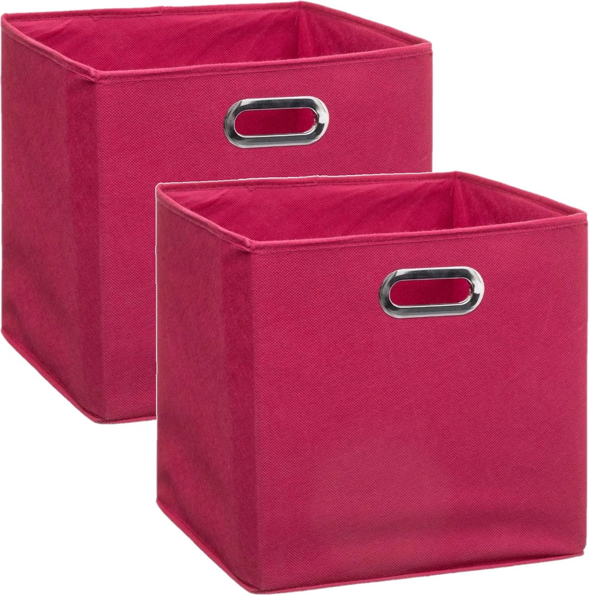 Set Van 2x Stuks Opbergmand/kastmand 29 Liter Framboos Linnen 31 X 31 X 31 Cm - Opbergmanden - Roze