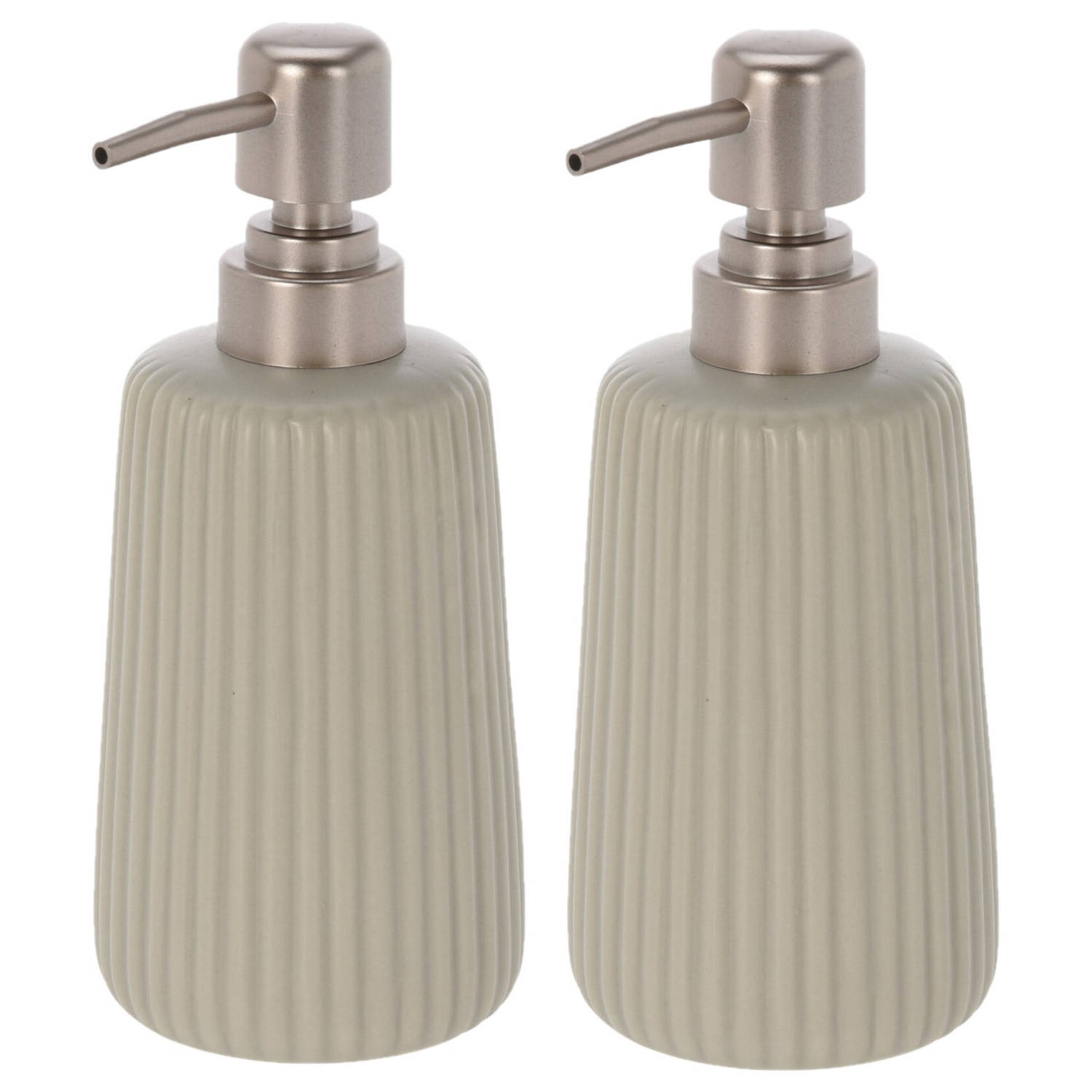 Items 2x Stuks Zeeppompjes/zeepdispensers Van Keramiek 300 Ml - Zeeppompjes - Beige