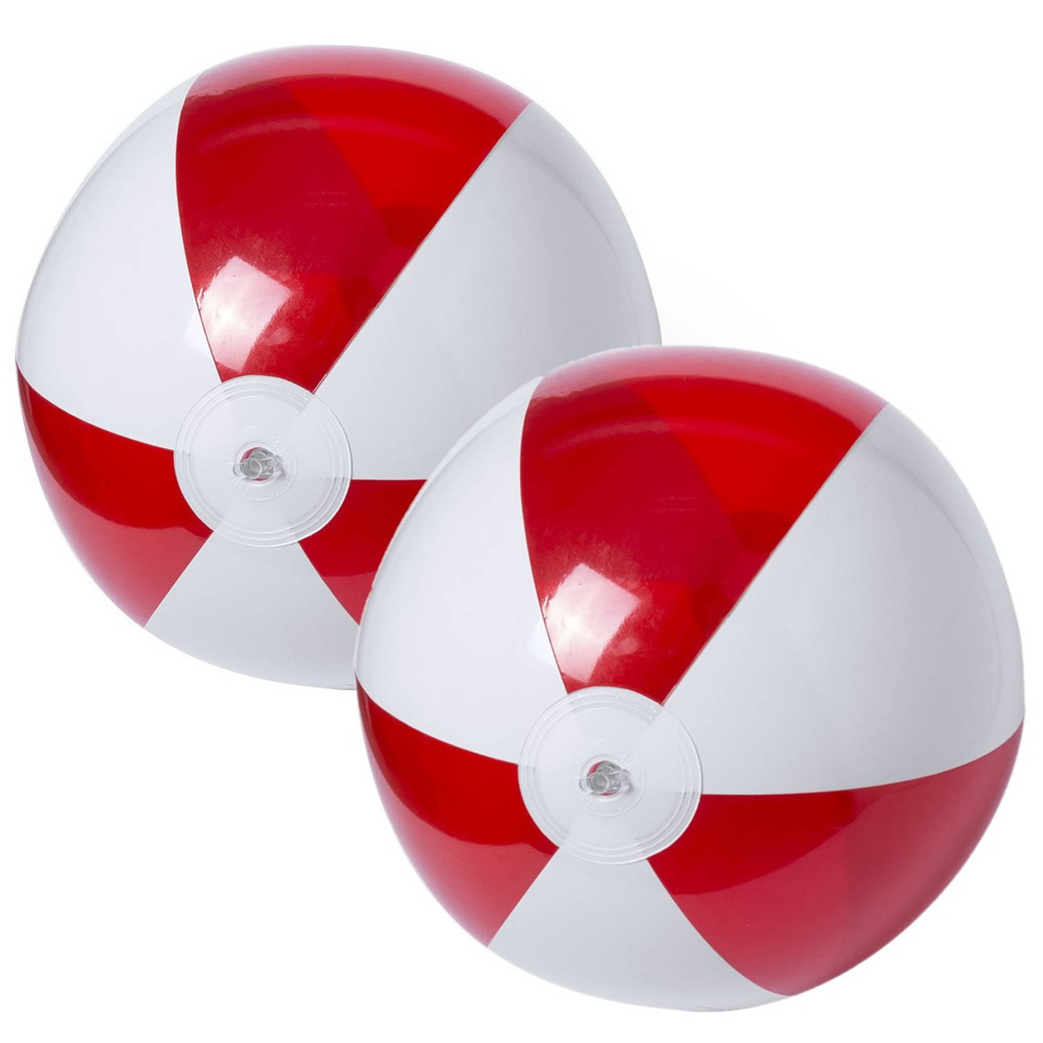 2x Stuks Opblaasbare Strandballen Plastic/wit 28 Cm - Strandballen - Rood