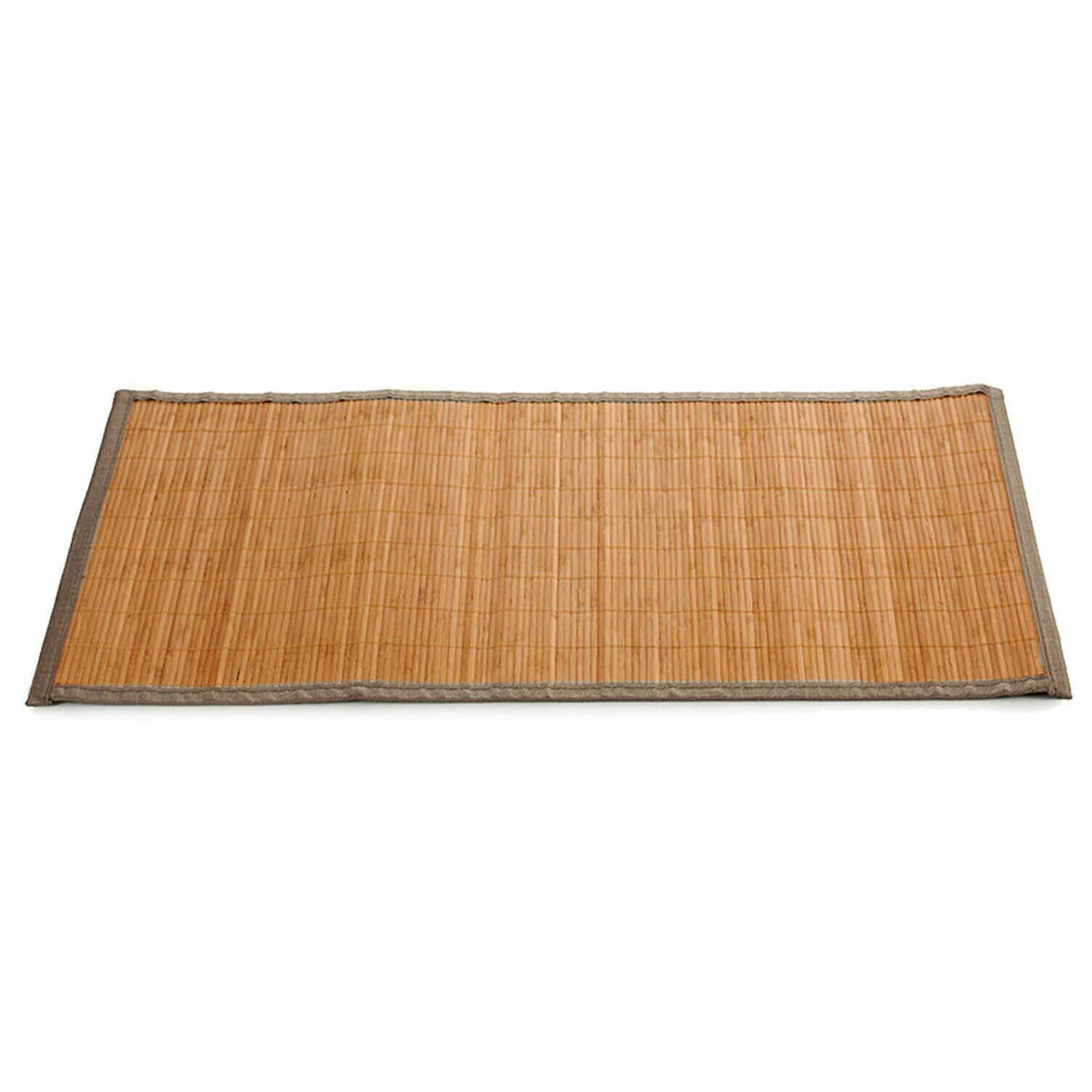 Giftdecor Badkamer Vloermat Anti-slip Donkere Bamboe 50 X 80 Cm Met Grijze Rand - Badmatjes - Bruin