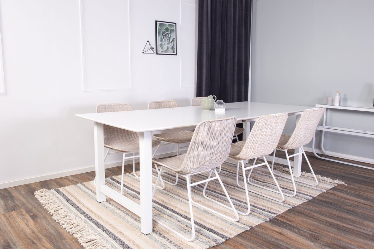 Countwh Eethoek Eetkamertafel Wit En 6 Cirebon Eetkamerstal Rotan Whitewash.