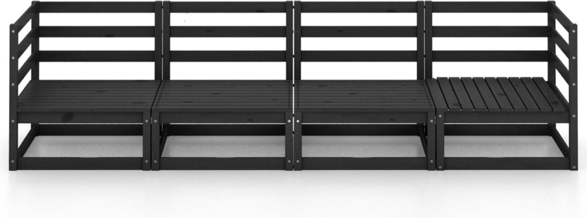 Vidaxl Tuinbank 4-zits Massief Grenenhout - Zwart
