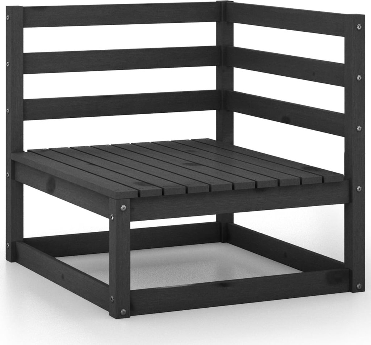 Vidaxl Tuinbank 4-zits Massief Grenenhout - Zwart