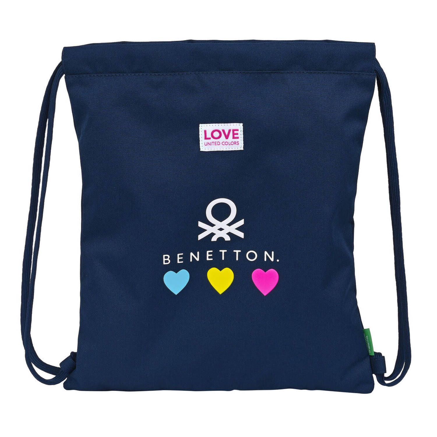 Benetton Rugtas Met Koordjes Love Marine (35 X 40 X 1 Cm) - Blauw