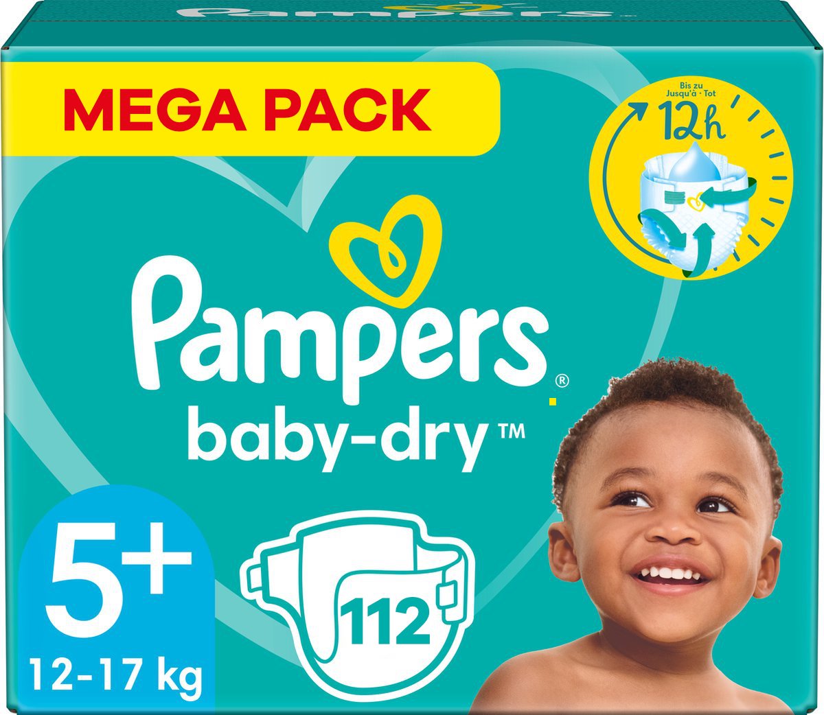 Pampers - Baby Dry - Maat 5+ - Mega Pack - 112 Stuks - 12/17 Kg