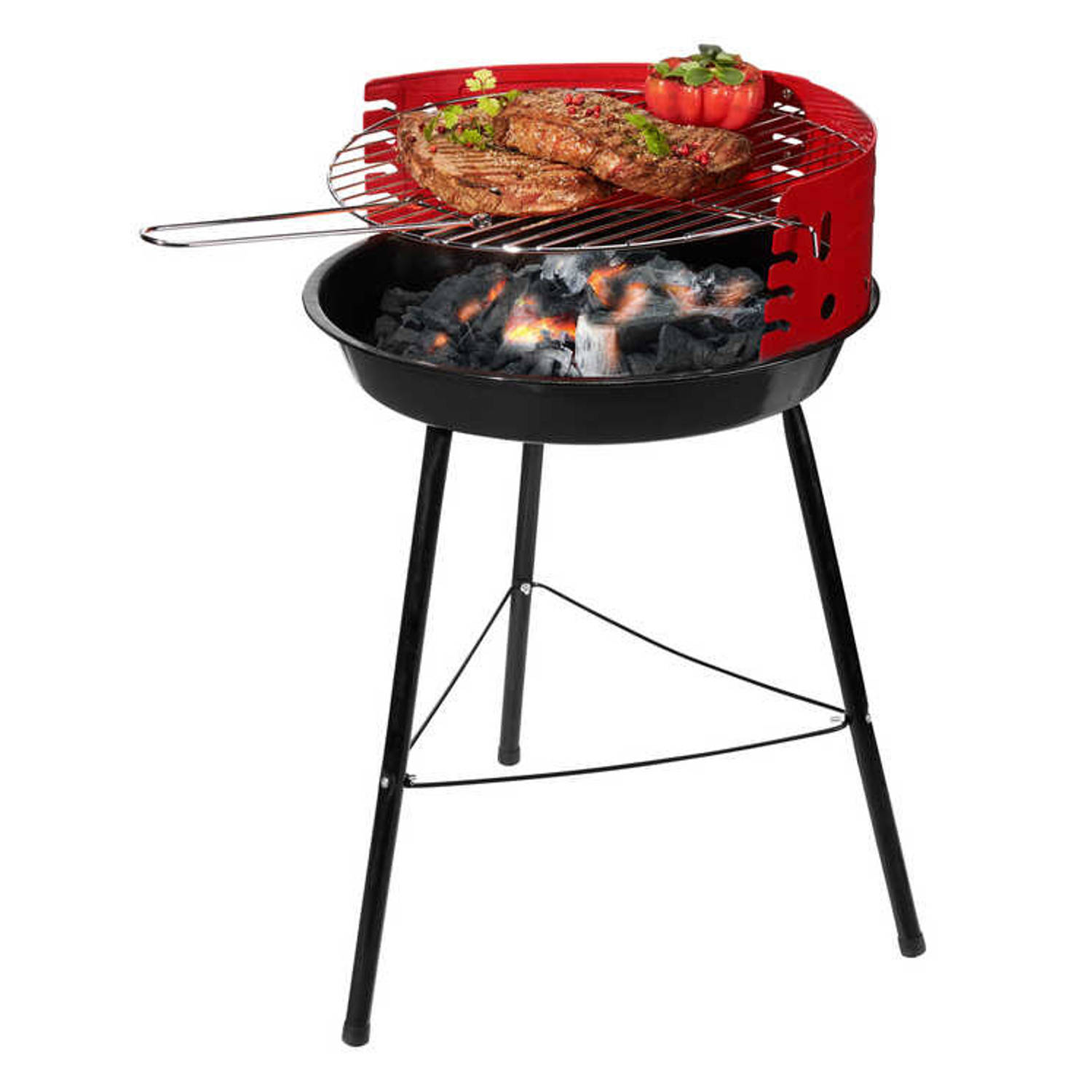 Houtskoolbarbecue Ø38 Cm - Halfopen - Zwart / Rood - Bbq