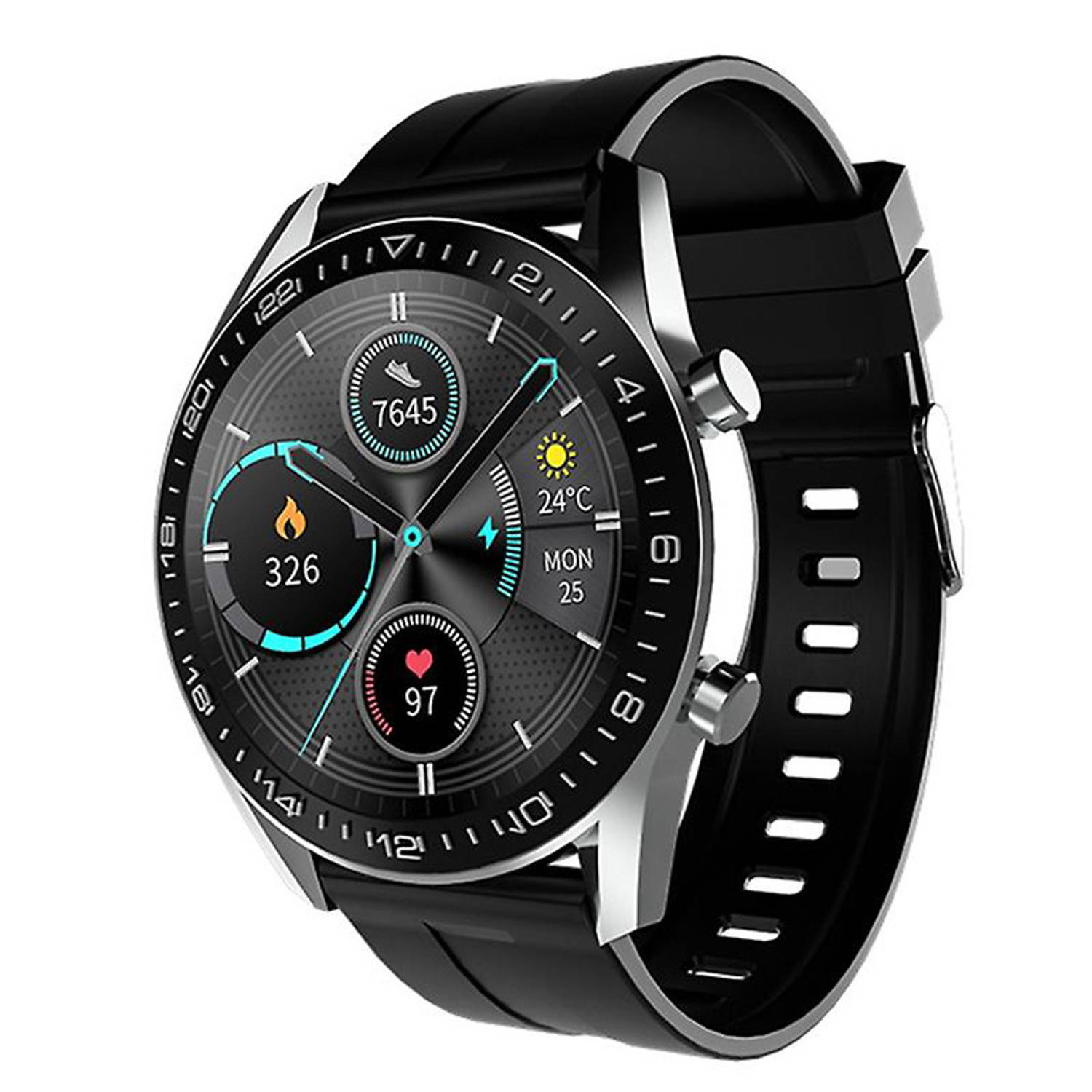 Adwear Swi12 Smartwatch - Klassiek Rond Design - Aluminium