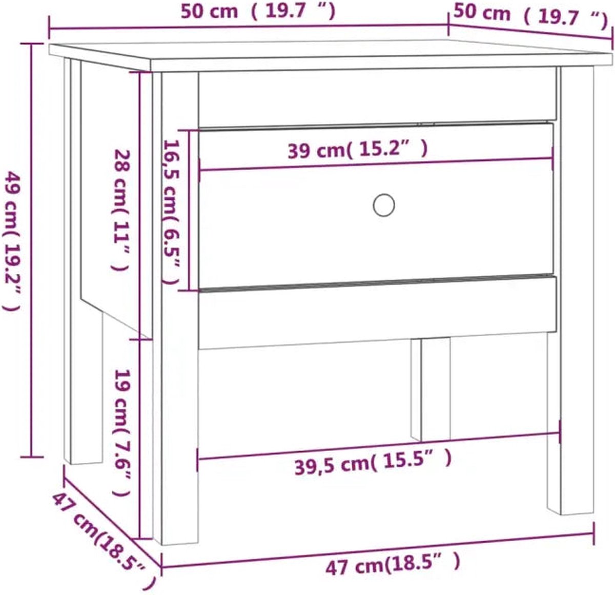 Vidaxl Bijzettafels 2 St 50x50x49 Cm Massief Grenenhout - Zwart
