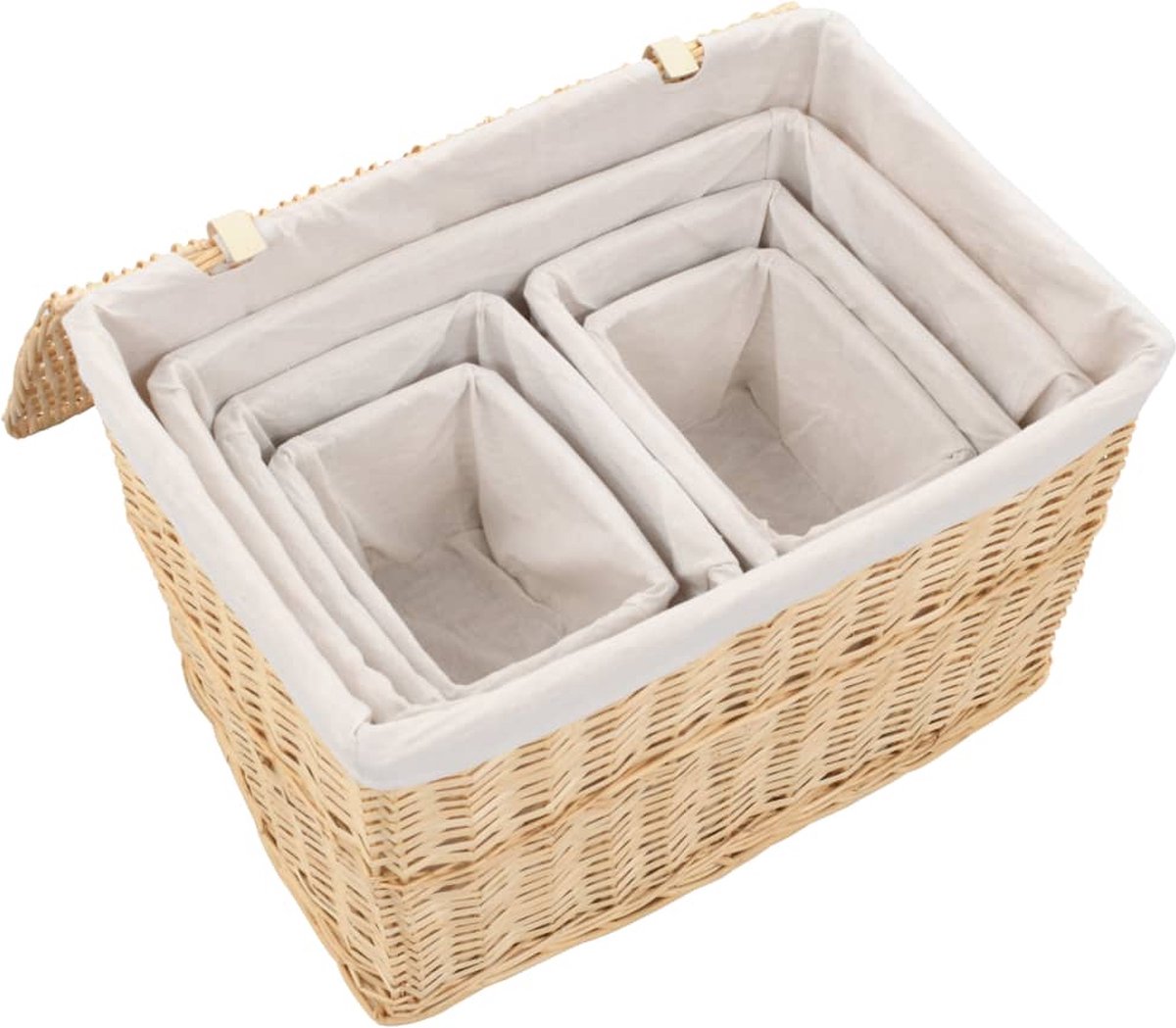 Vidaxl 6-delige Mandenset Stapelbaar Natuurlijk Wilgen - Bruin