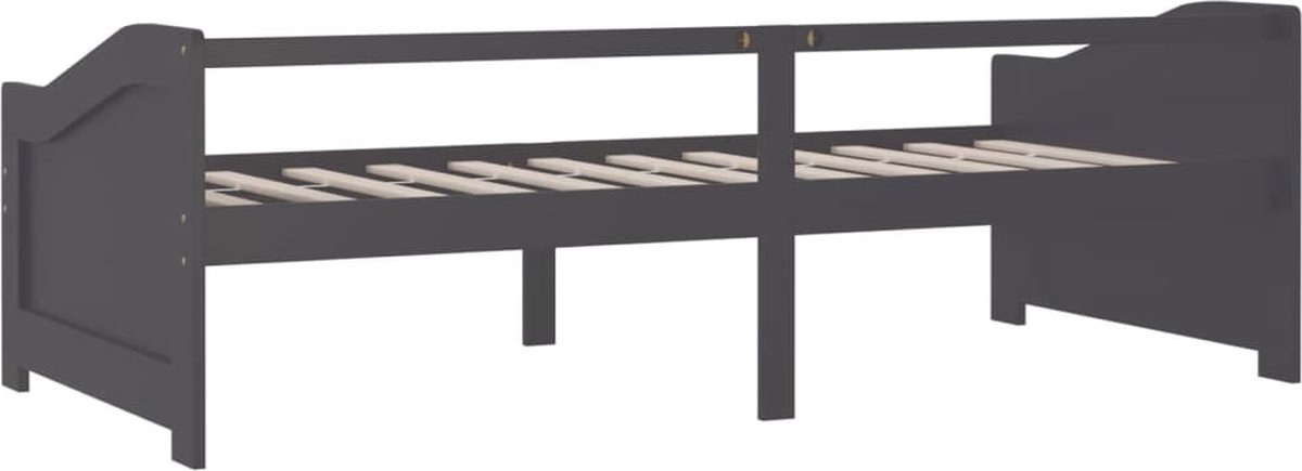 Vidaxl Bedbank 3-zits Massief Grenenhout Donker 90x200 Cm - Grijs