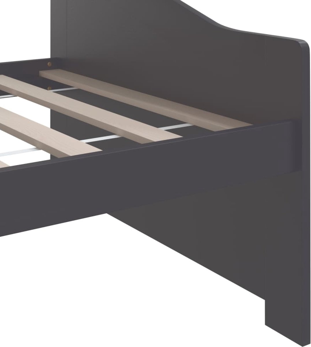 Vidaxl Bedbank 3-zits Massief Grenenhout Donker 90x200 Cm - Grijs