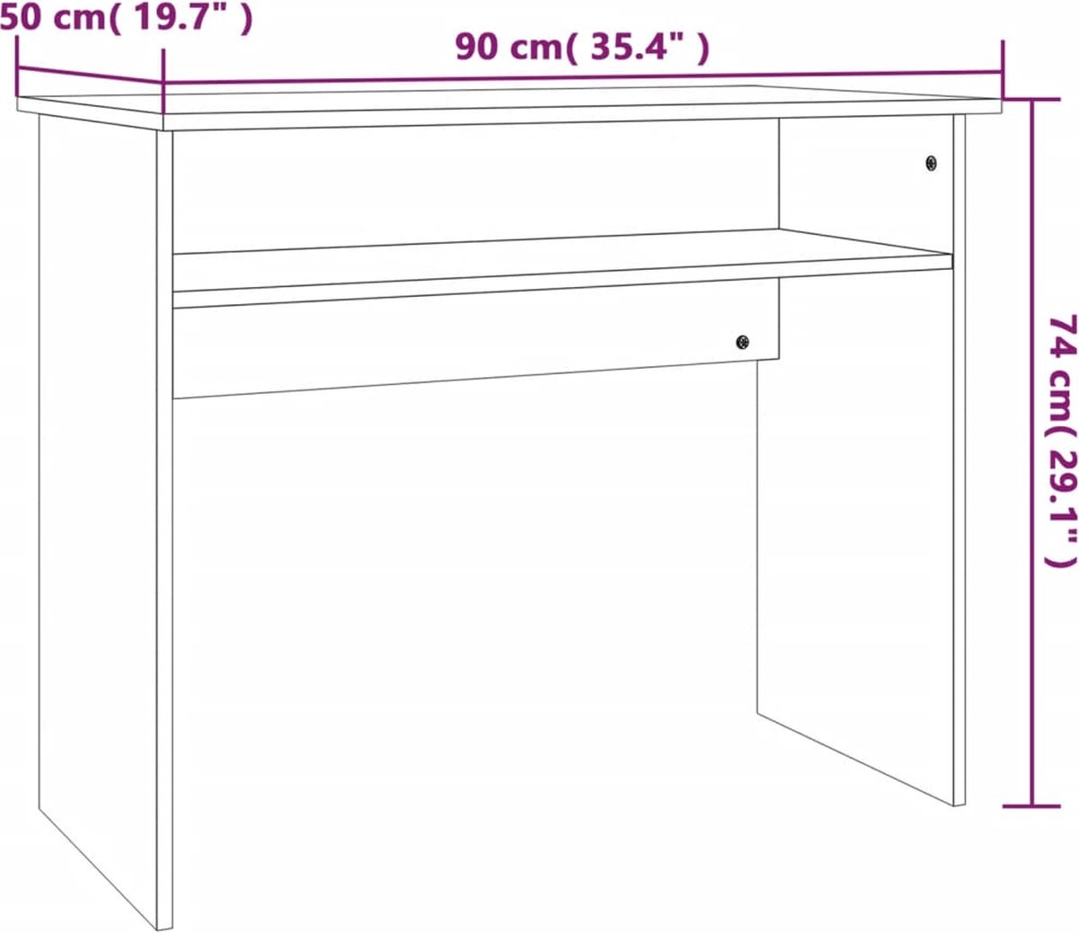 Vidaxl Bureau 90x50x74 Cm Bewerkt Hout Gerookt Eikenkleurig - Bruin