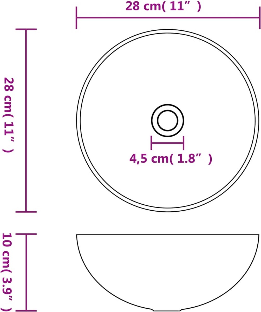 Vidaxl Wastafel Rond Keramiek Licht - Blauw