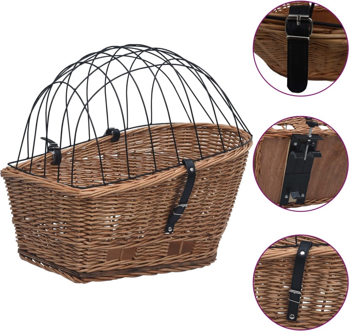 Vidaxl Fietsmand Voor Bagagedrager 55x31x36 Cm Natuurlijk Wilgen - Bruin