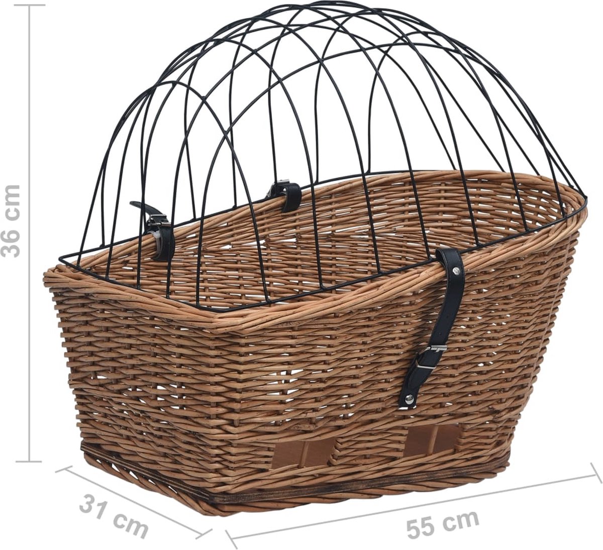 Vidaxl Fietsmand Voor Bagagedrager 55x31x36 Cm Natuurlijk Wilgen - Bruin