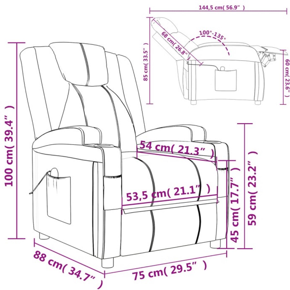 Vidaxl Fauteuil Verstelbaar Elektrisch Kunstleer - Bruin