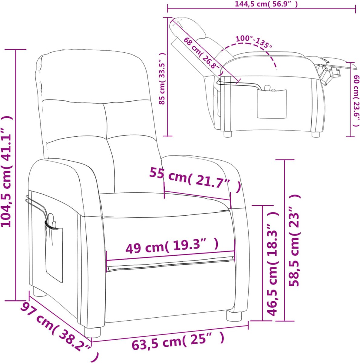 Vidaxl Massagestoel Verstelbaar Elektrisch Stof Donker - Grijs