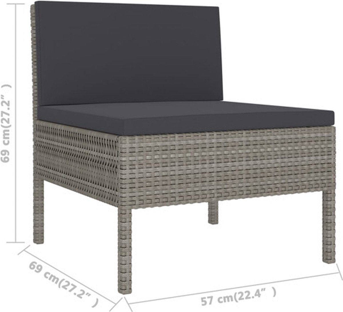 Vidaxl 12-delige Loungeset Met Kussens Poly Rattan - Grijs
