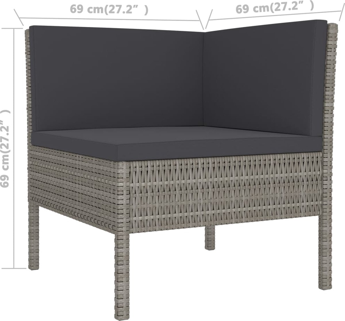 Vidaxl 11-delige Loungeset Met Kussens Poly Rattan - Grijs
