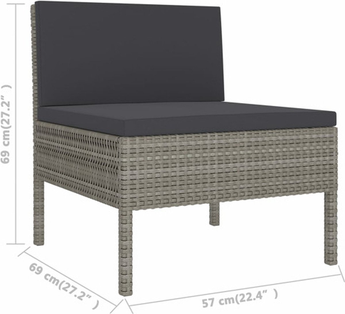 Vidaxl 11-delige Loungeset Met Kussens Poly Rattan - Grijs