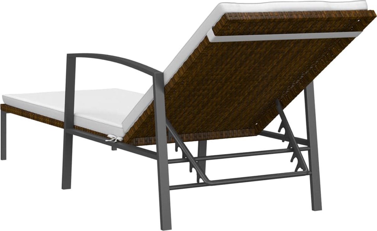 Vidaxl Ligbed Met Kussen Poly Rattan - Bruin