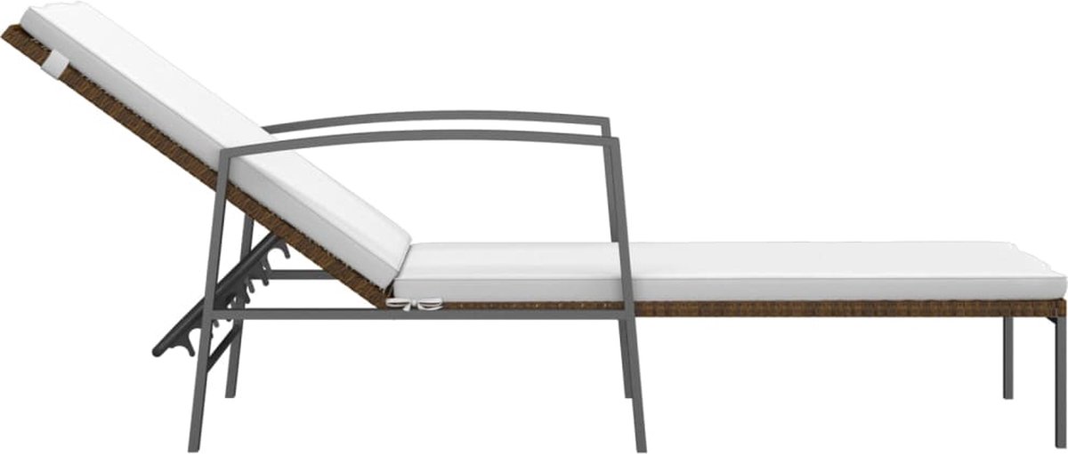 Vidaxl Ligbed Met Kussen Poly Rattan - Bruin