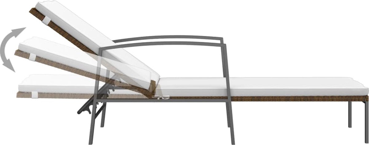 Vidaxl Ligbed Met Kussen Poly Rattan - Bruin
