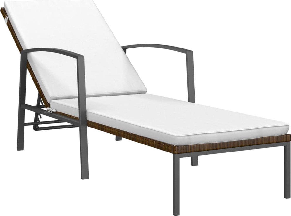 Vidaxl Ligbed Met Kussen Poly Rattan - Bruin