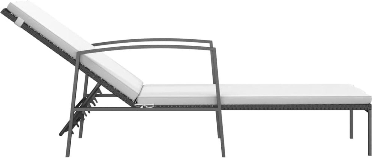Vidaxl Ligbed Met Kussen Poly Rattan - Zwart