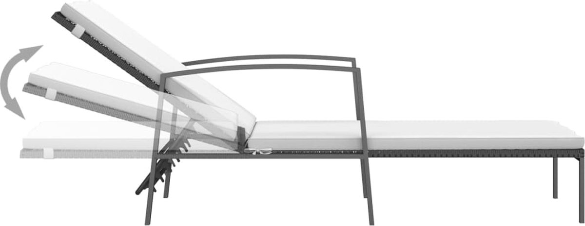 Vidaxl Ligbed Met Kussen Poly Rattan - Zwart