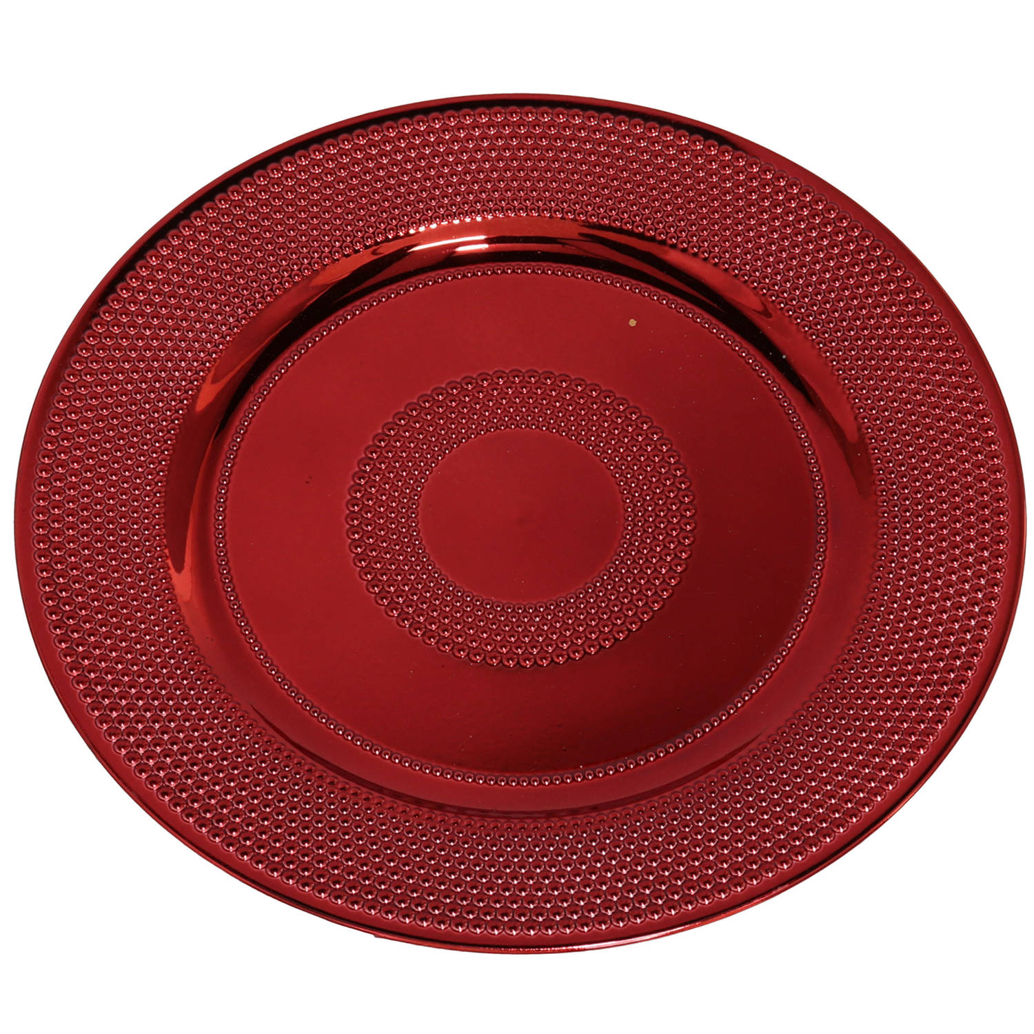 Gerim Ronde Diner Onderborden/kaarsenbord/plateau Glimmend Van 33 Cm - Kaarsenplateaus - Rood