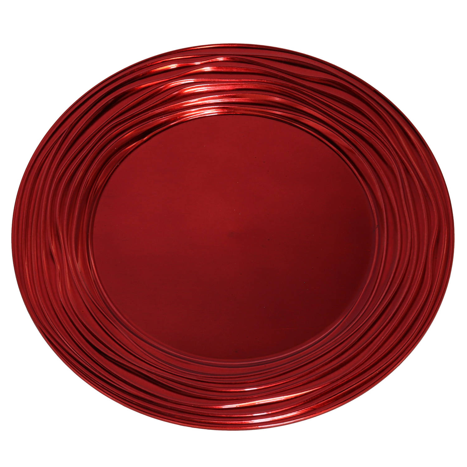 Gerim Ronde Diner Onderborden/kaarsenbord/plateau Glimmend Van 33 Cm - Kaarsenplateaus - Rood