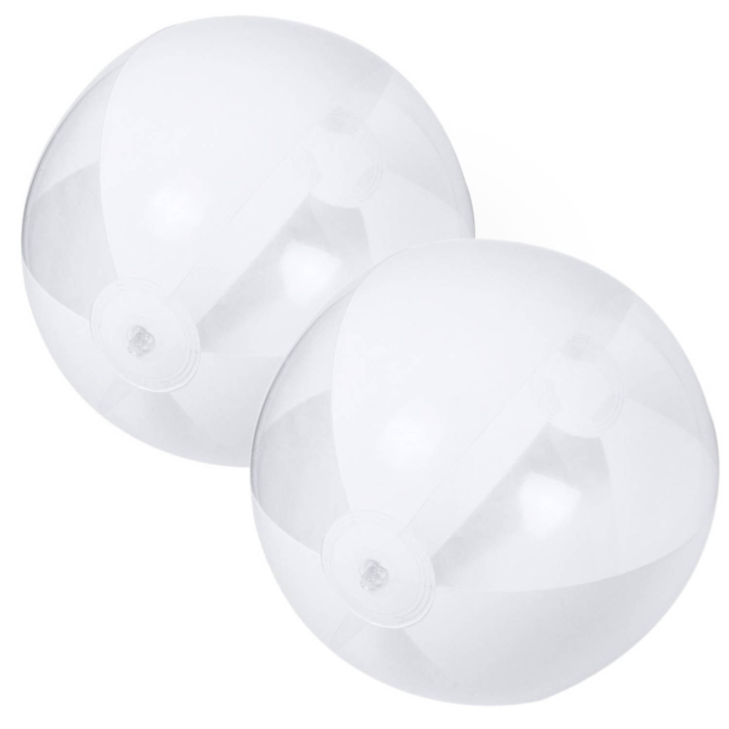 2x Stuks Opblaasbare Strandballen Plastic Wit 28 Cm - Strandballen