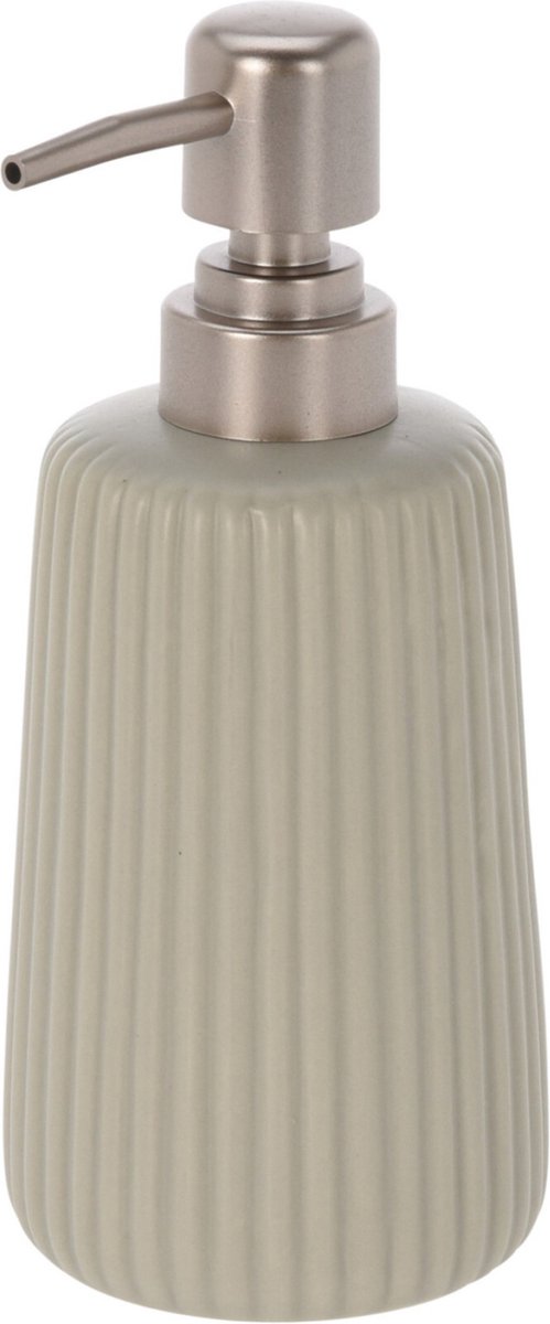 Items Zeeppompje/zeepdispenser Van Keramiek 300 Ml - Zeeppompjes - Beige