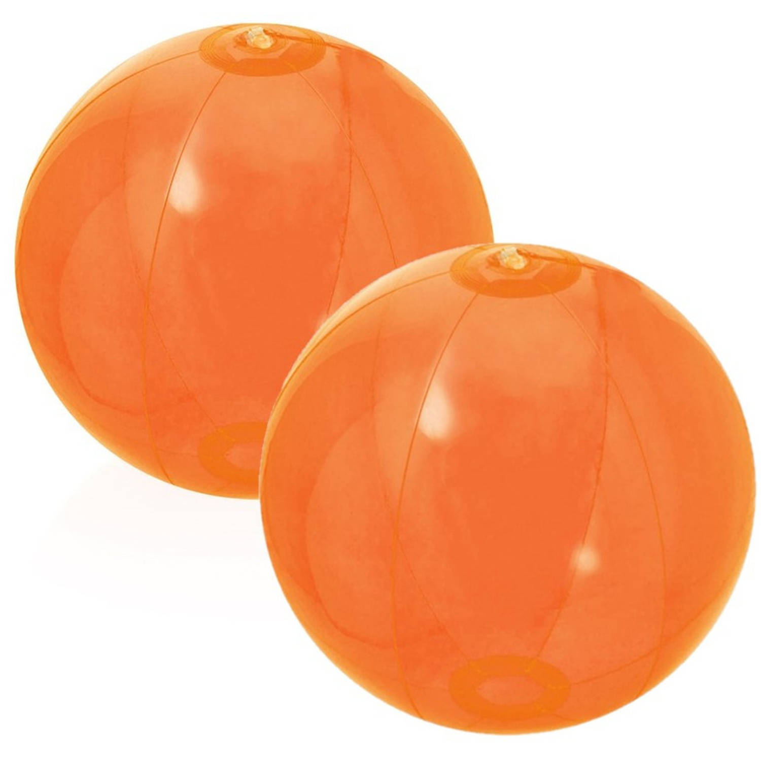 2x Stuks Opblaasbare Strandballen Beach Fun Plastic 28 Cm - Strandballen - Oranje