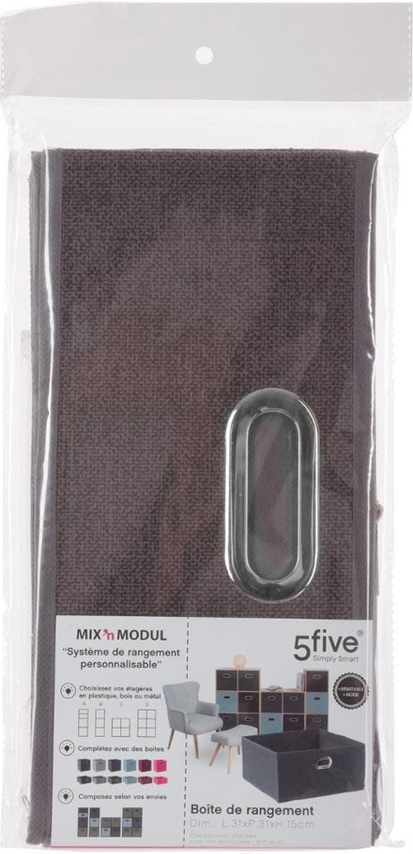 Set Van 2x Stuks Opbergmand/kastmand 14 Liter Linnen 31 X 31 X 15 Cm - Opbergmanden - Bruin