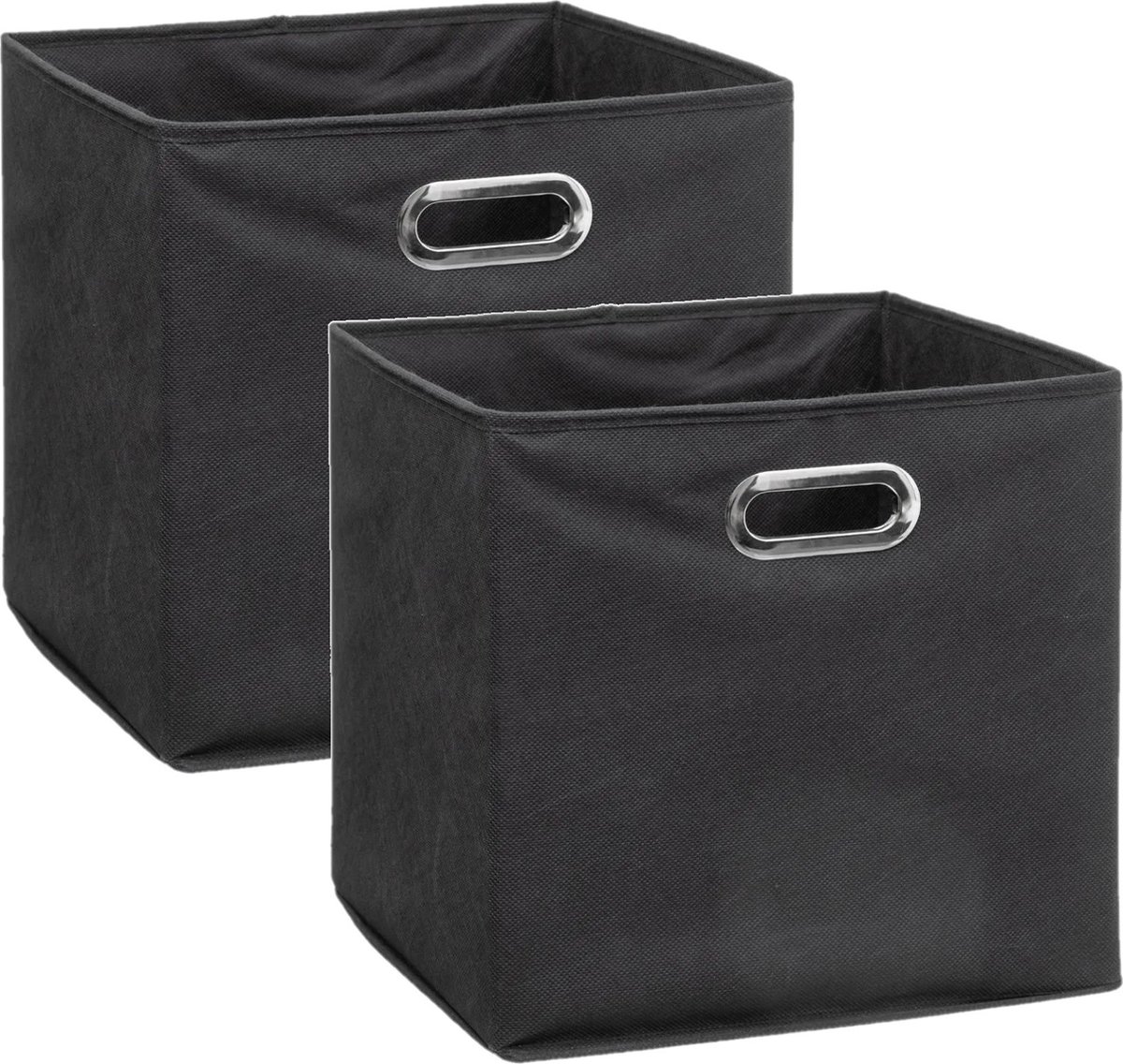 Set Van 2x Stuks Opbergmand/kastmand 29 Liter Donker Linnen 31 X 31 X 31 Cm - Opbergmanden - Grijs