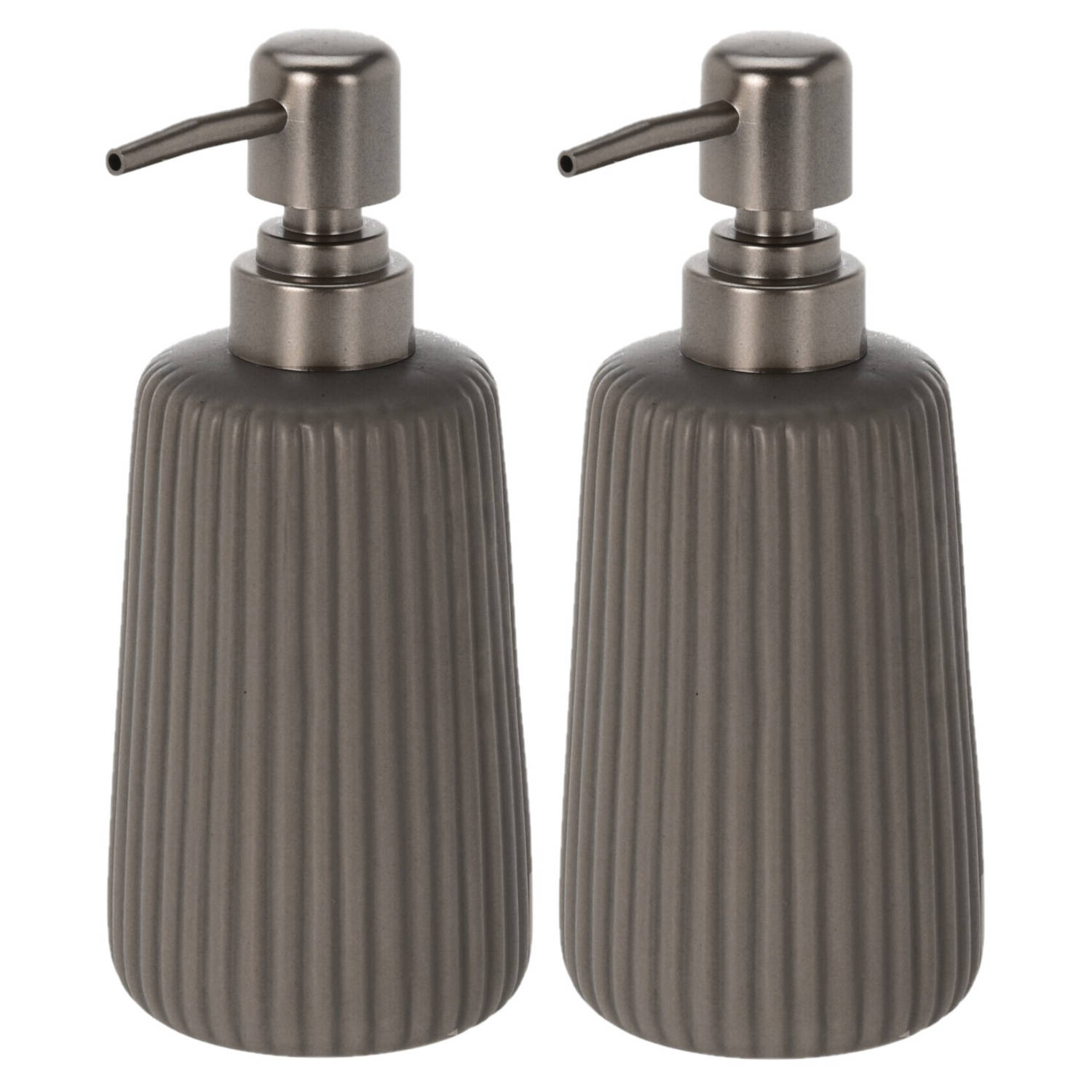 Items 2x Stuks Zeeppompjes/zeepdispensers Chocolade Van Keramiek 300 Ml - Zeeppompjes - Bruin