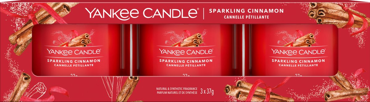 Yankee Candle Giftset Sparkling Cinnamon - 3 Stuks - Rood