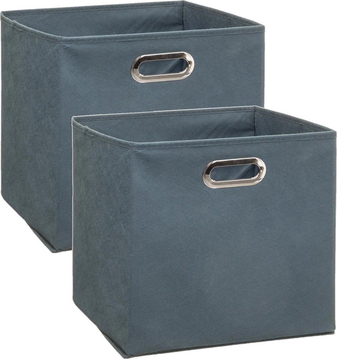 Set Van 2x Stuks Opbergmand/kastmand 29 Literblauw Linnen 31 X 31 X 31 Cm - Opbergmanden - Grijs