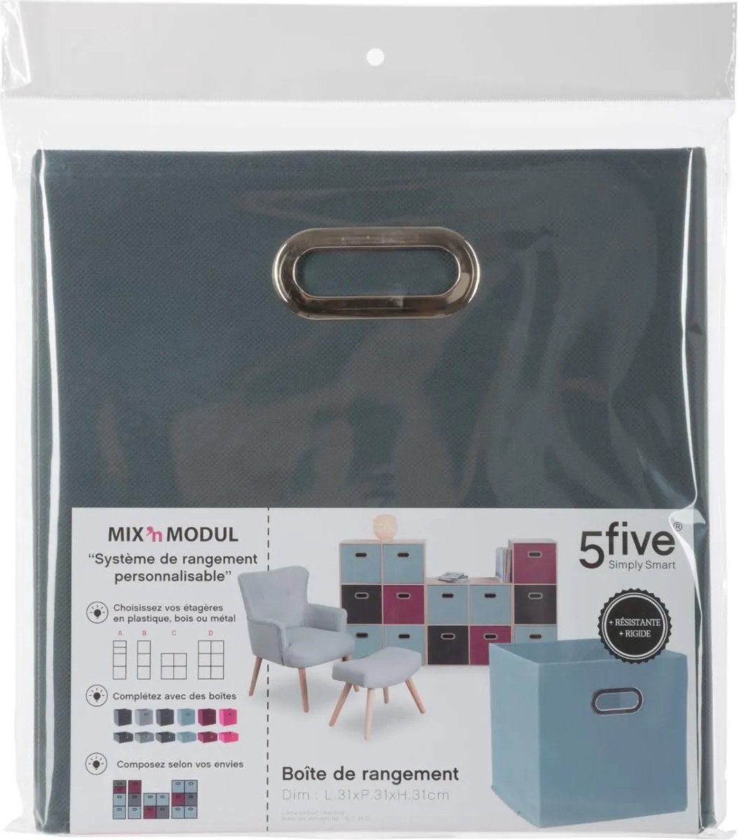 Set Van 2x Stuks Opbergmand/kastmand 29 Literblauw Linnen 31 X 31 X 31 Cm - Opbergmanden - Grijs