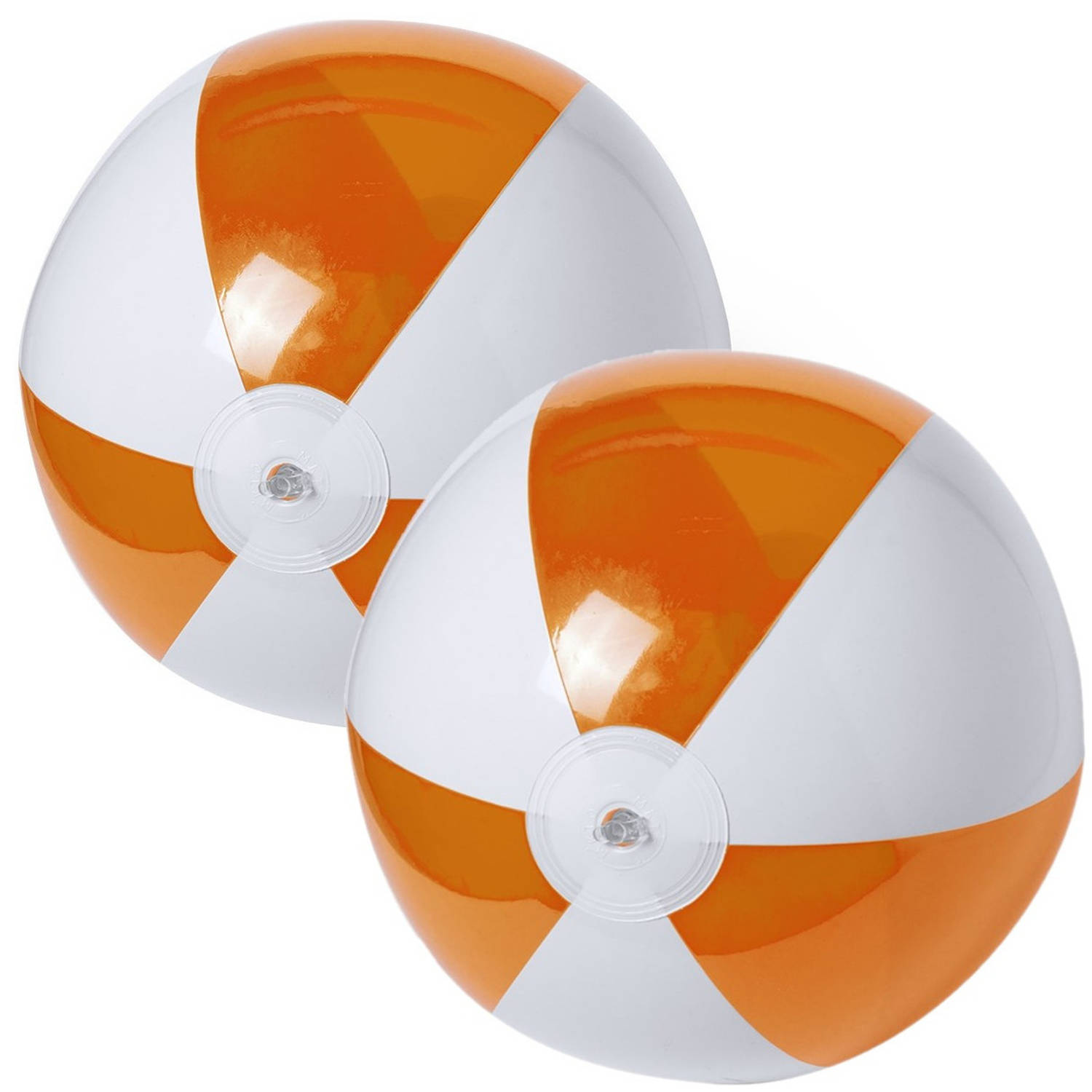 2x Stuks Opblaasbare Strandballen Plastic/wit 28 Cm - Strandballen - Oranje