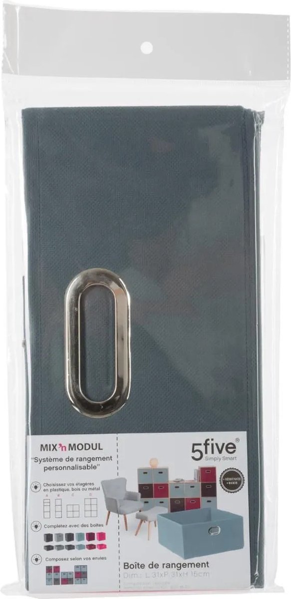 Set Van 2x Stuks Opbergmand/kastmand 14 Literblauw Linnen 31 X 31 X 15 Cm - Opbergmanden - Grijs